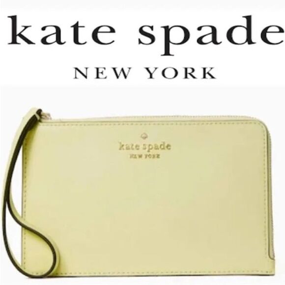 kate spade Handbags - Kate Spade Staci Medium Wristlet Lemon Fondant